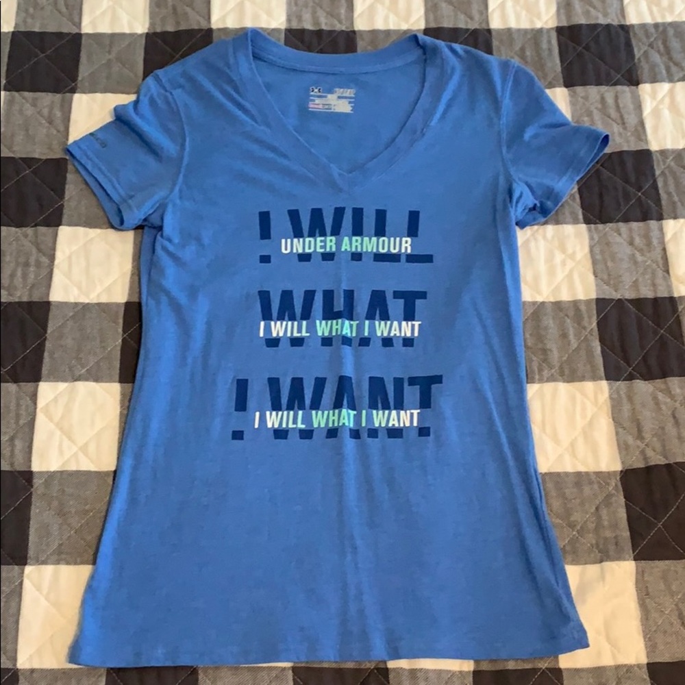 Under Armour Graphic T V Neck Blue XS